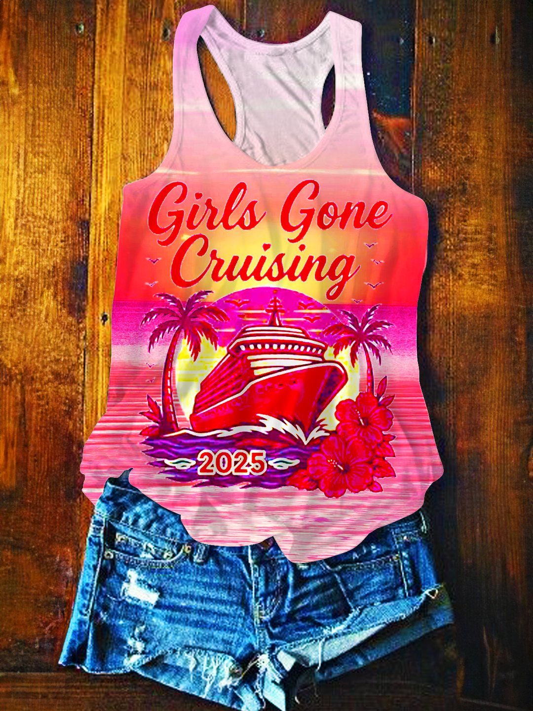 Girls Gone Cruising Printed Casual Tank Top