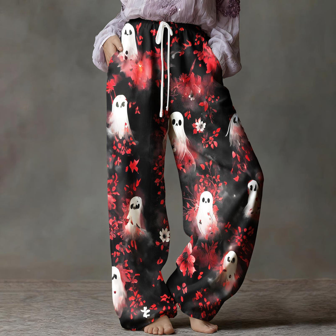 Women's Halloween Ghost Print Casual Pants