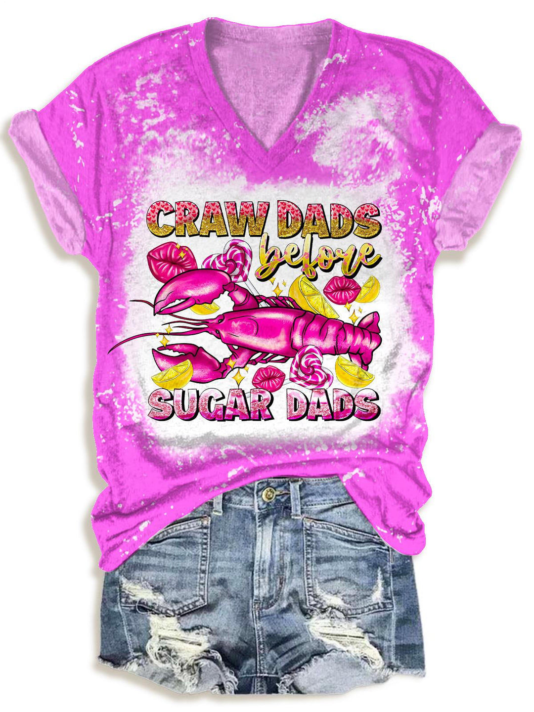 Crayfish Season Print V-neck T-Shirt
