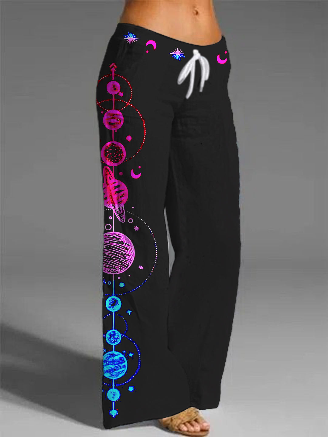 Hippie Colorful Planet Women's Printed Casual Pants