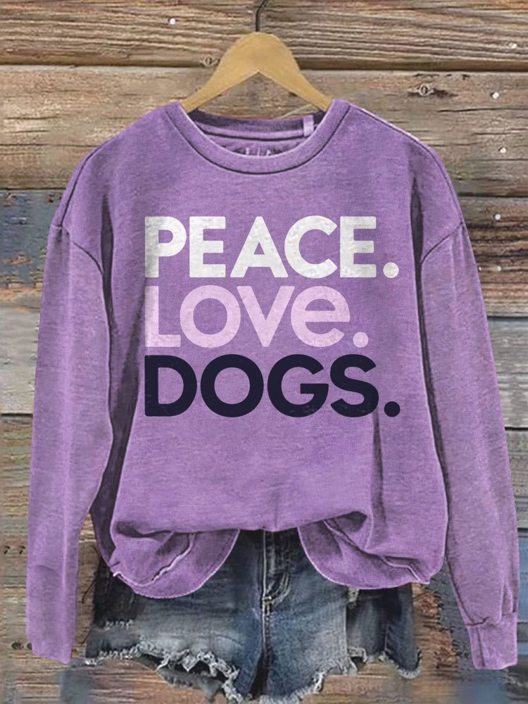 Peace Love Dogs Printed Long Sleeve Casual Top