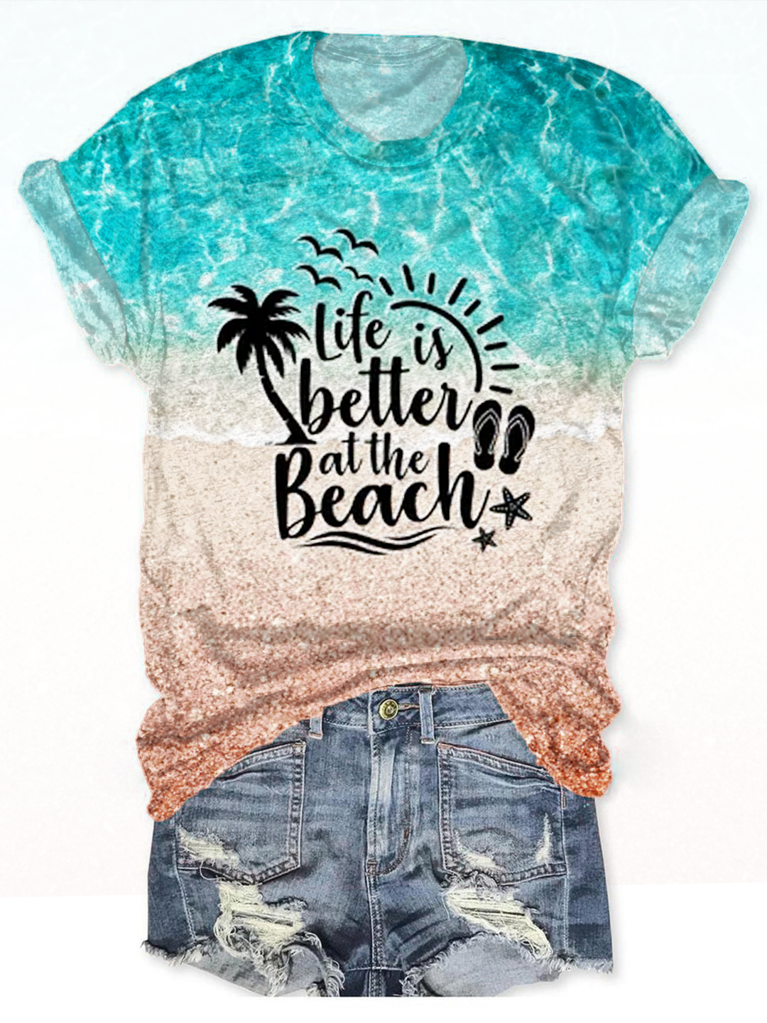 Life Is Better At The Beach Crew Neck T-shirt