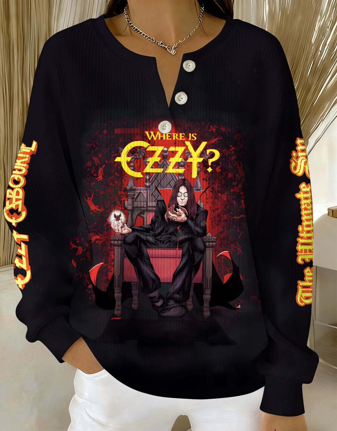 Where is Ozzy Knitted Button Long-Sleeved Top