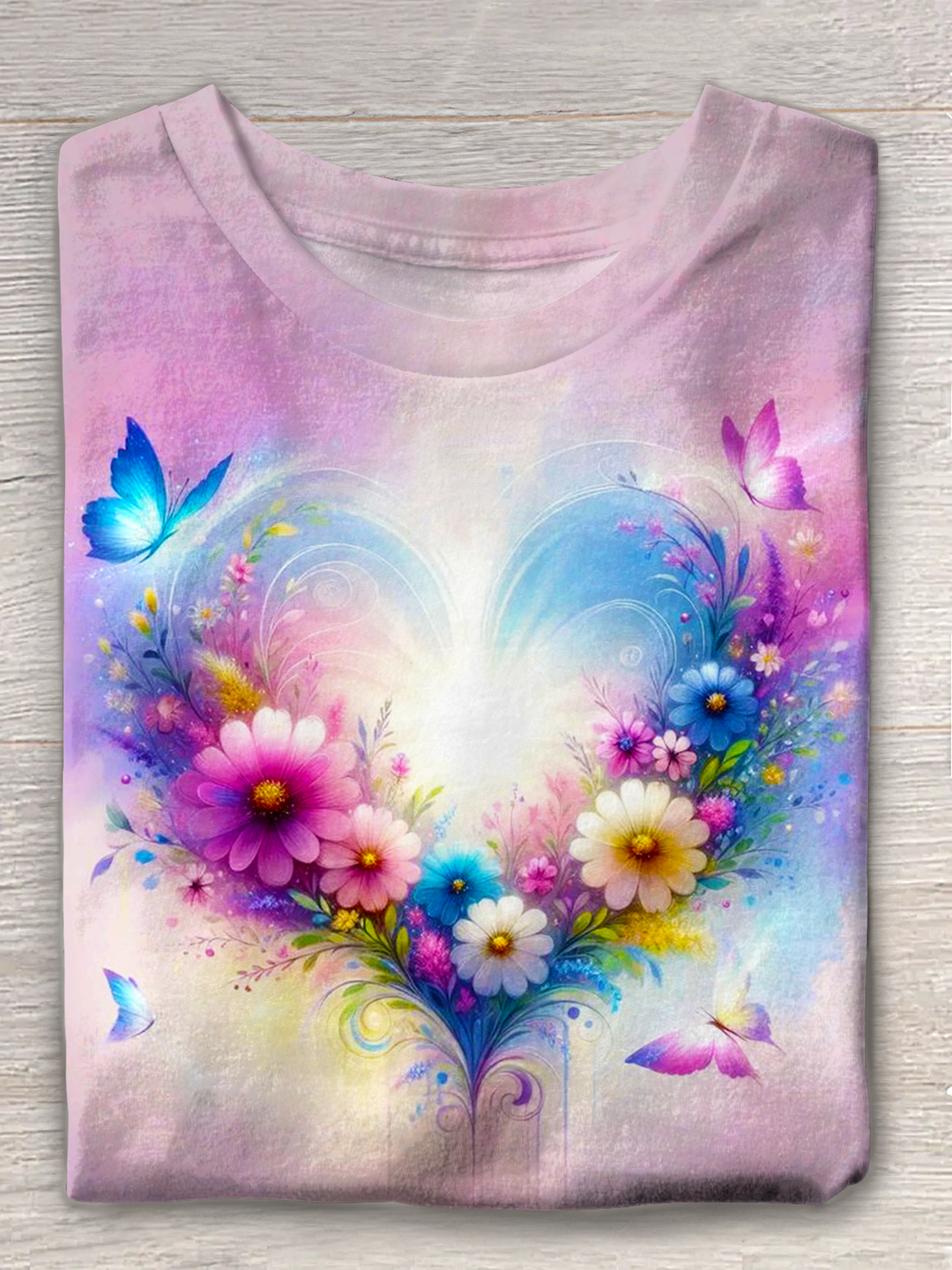 Glitter Floral Love Crew Neck T-shirt