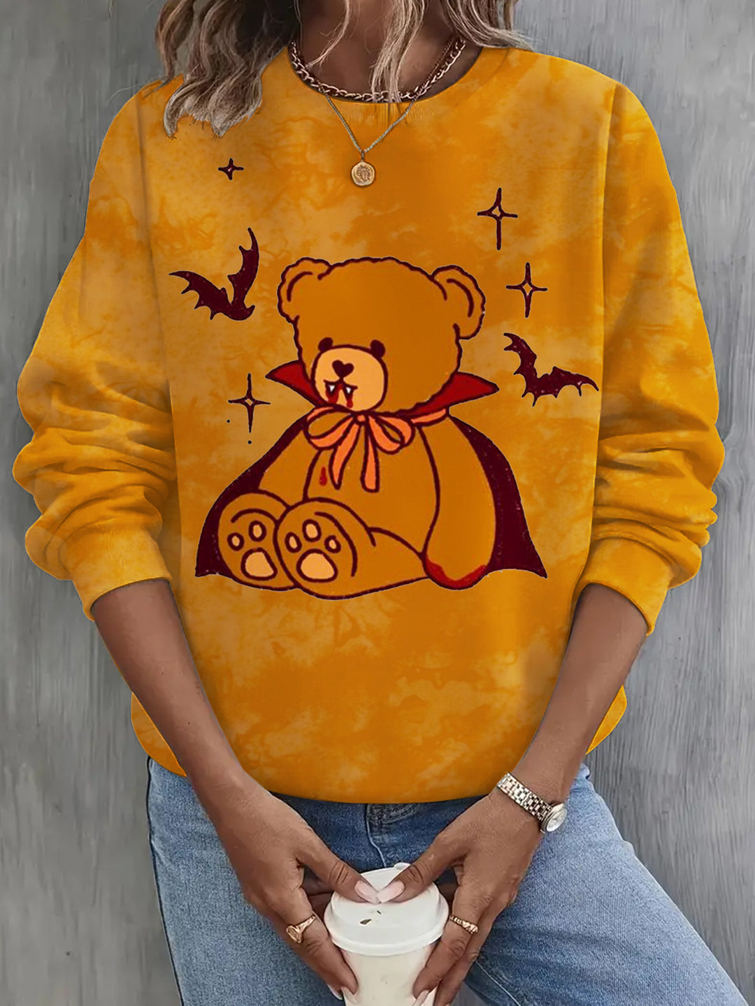 Halloween Bear Long Sleeve Casual Top