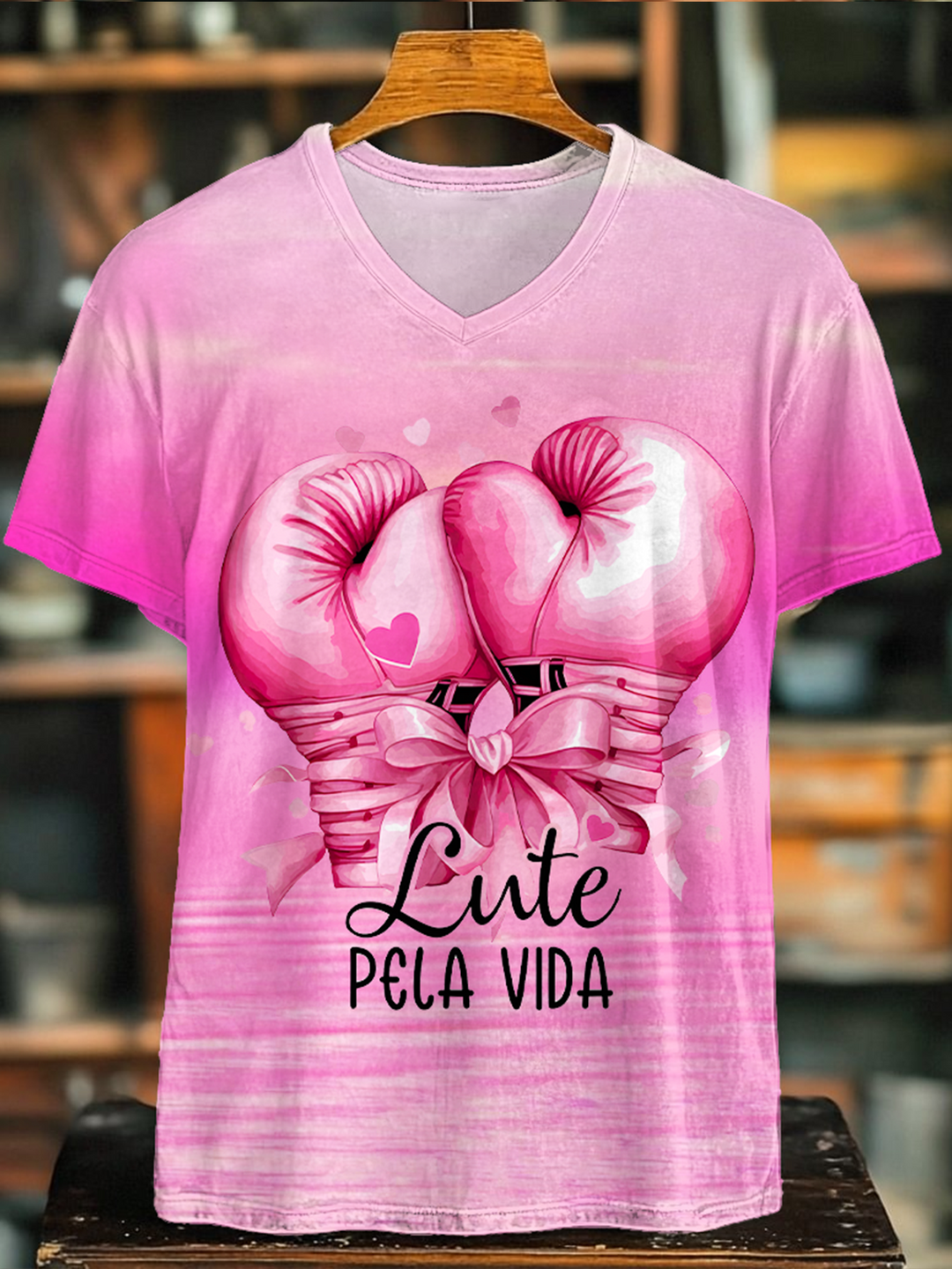 Pink October Breast Cancer Awareness V-neck T-Shirt