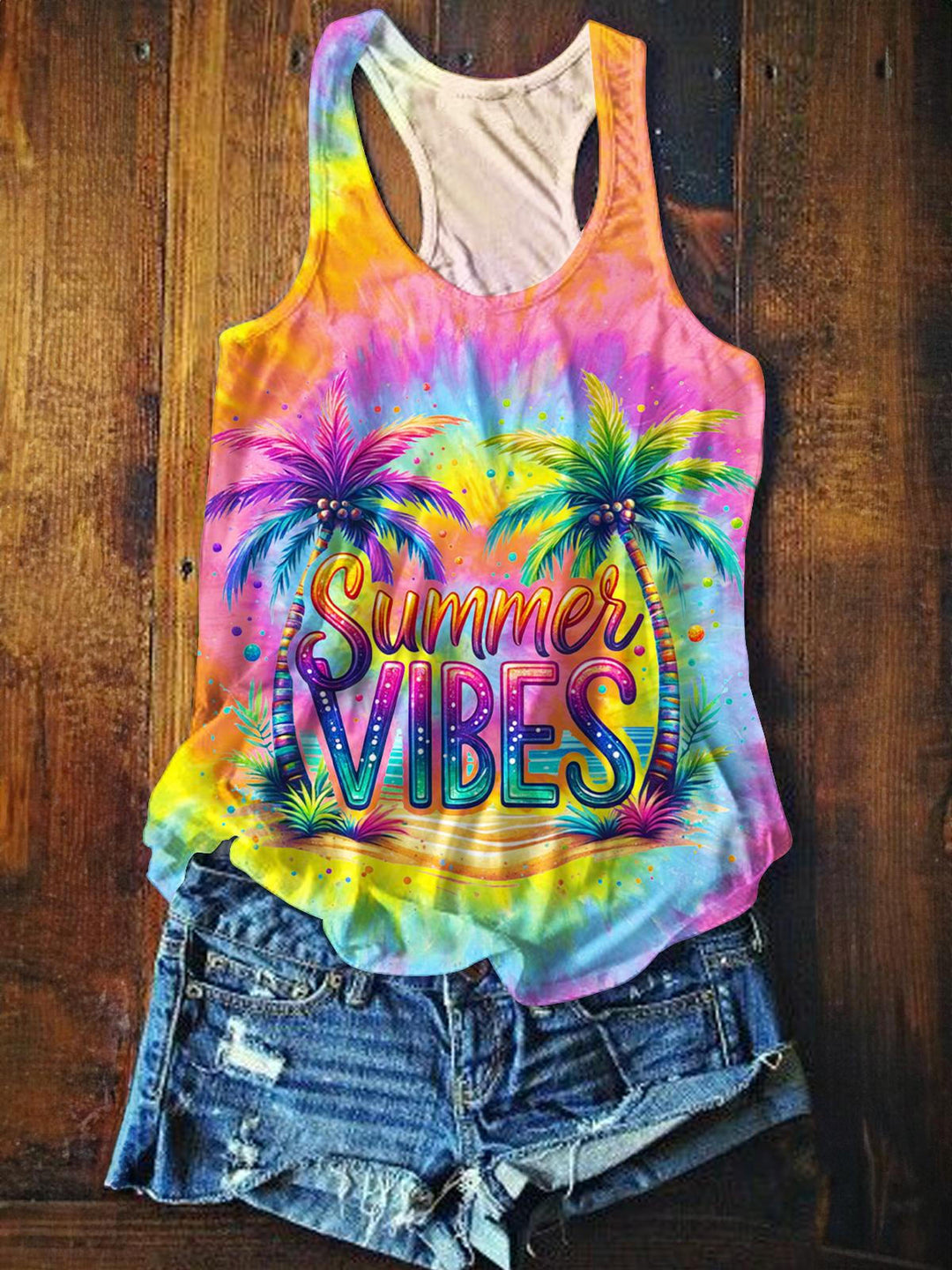Vacation Girl Trip Printed Casual Tank Top