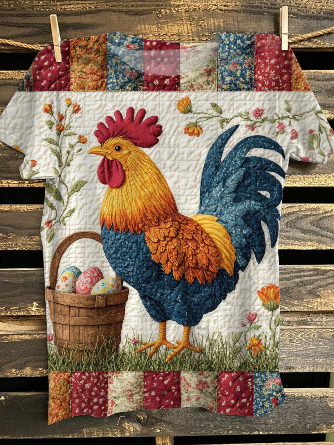 Rooster Easter Crew Neck T-shirt