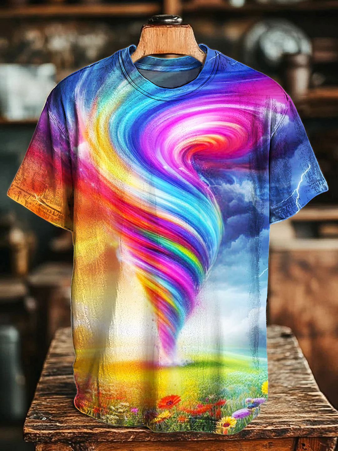 Rainbow Storm Crew Neck T-shirt