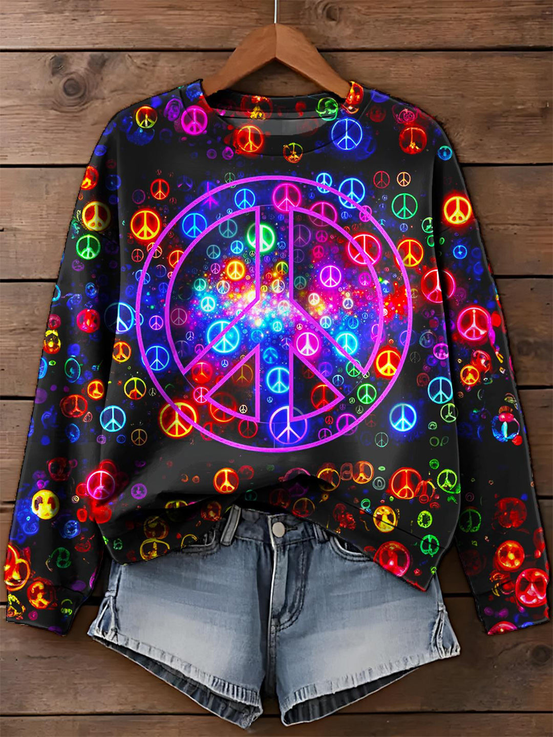 Hippie Print Long Sleeve Casual Top