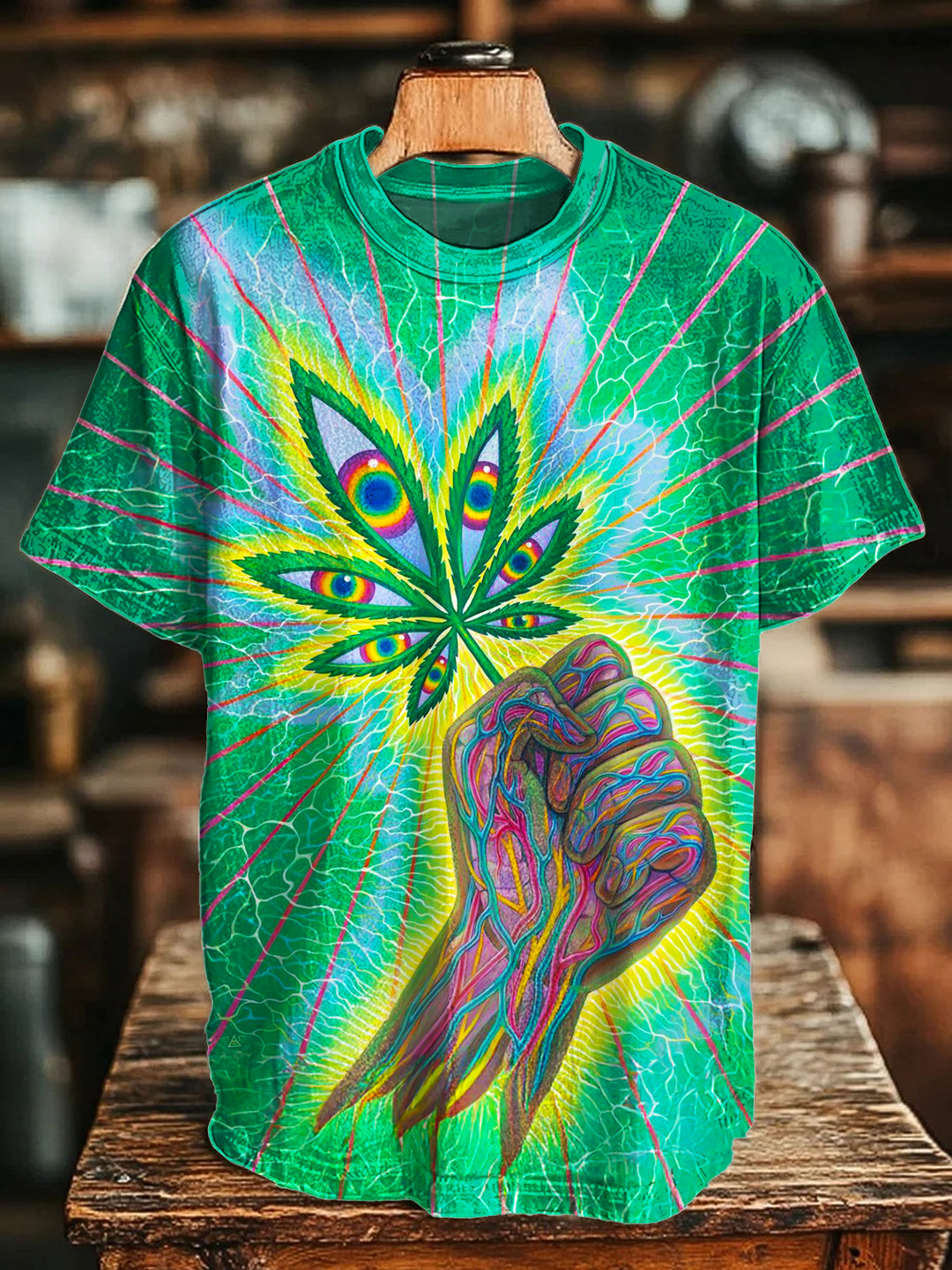 Retro Hippie Free Hands Crew Neck T-shirt