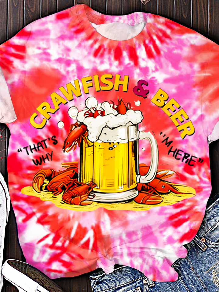 Watercolor Preppy Crawfish Boil Crew Neck T-shirt