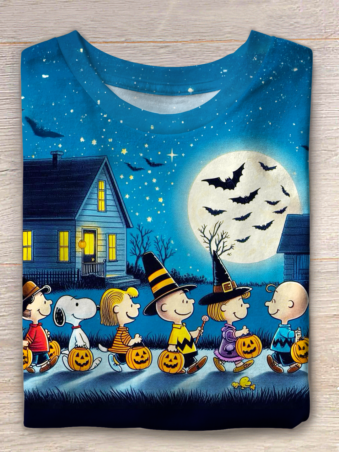 Fun Halloween Pumpkin Snoopy Crew Neck T-shirt