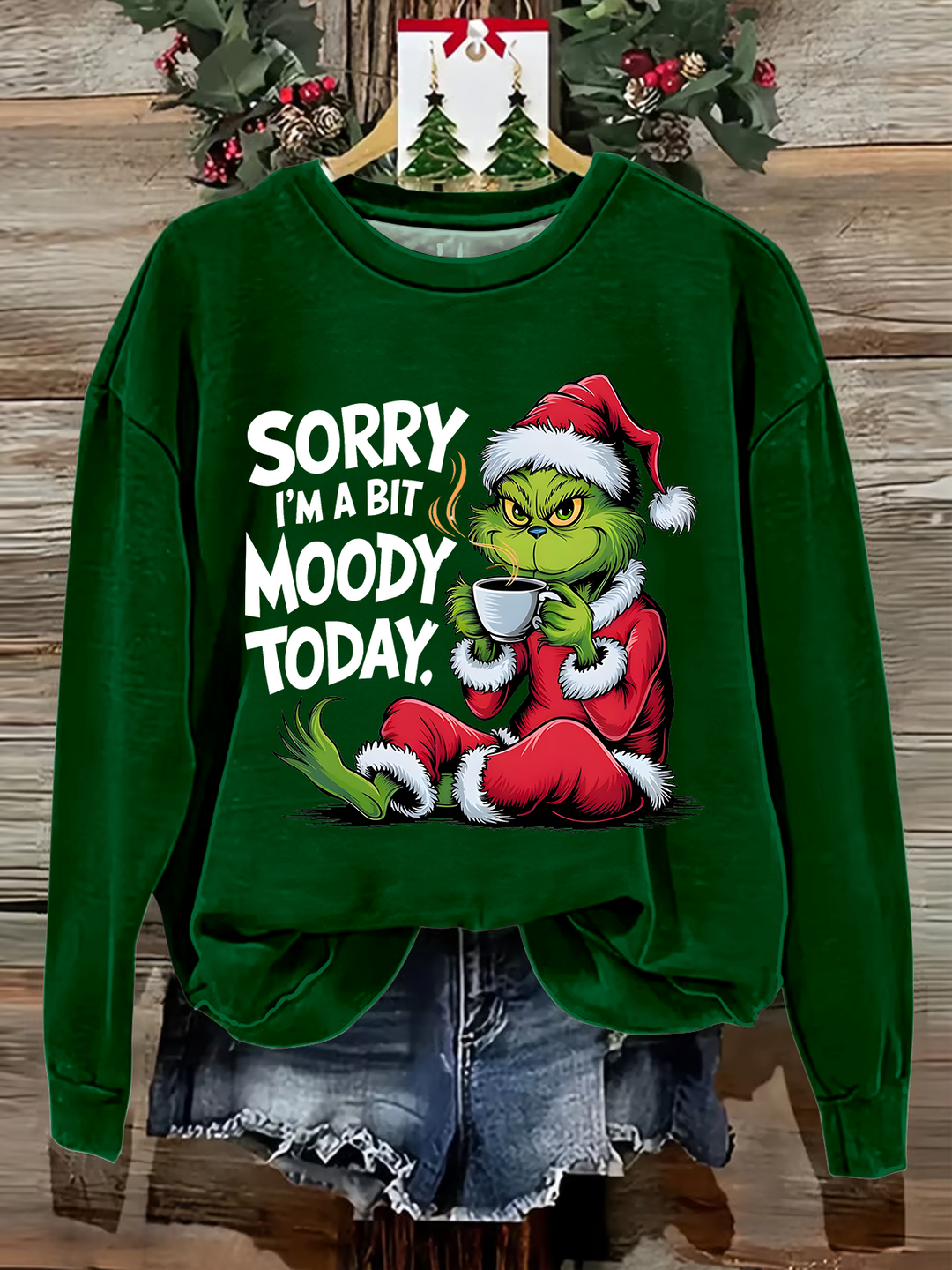 Sorry I'm A Bit Moody Today Printed Long Sleeve Casual Top