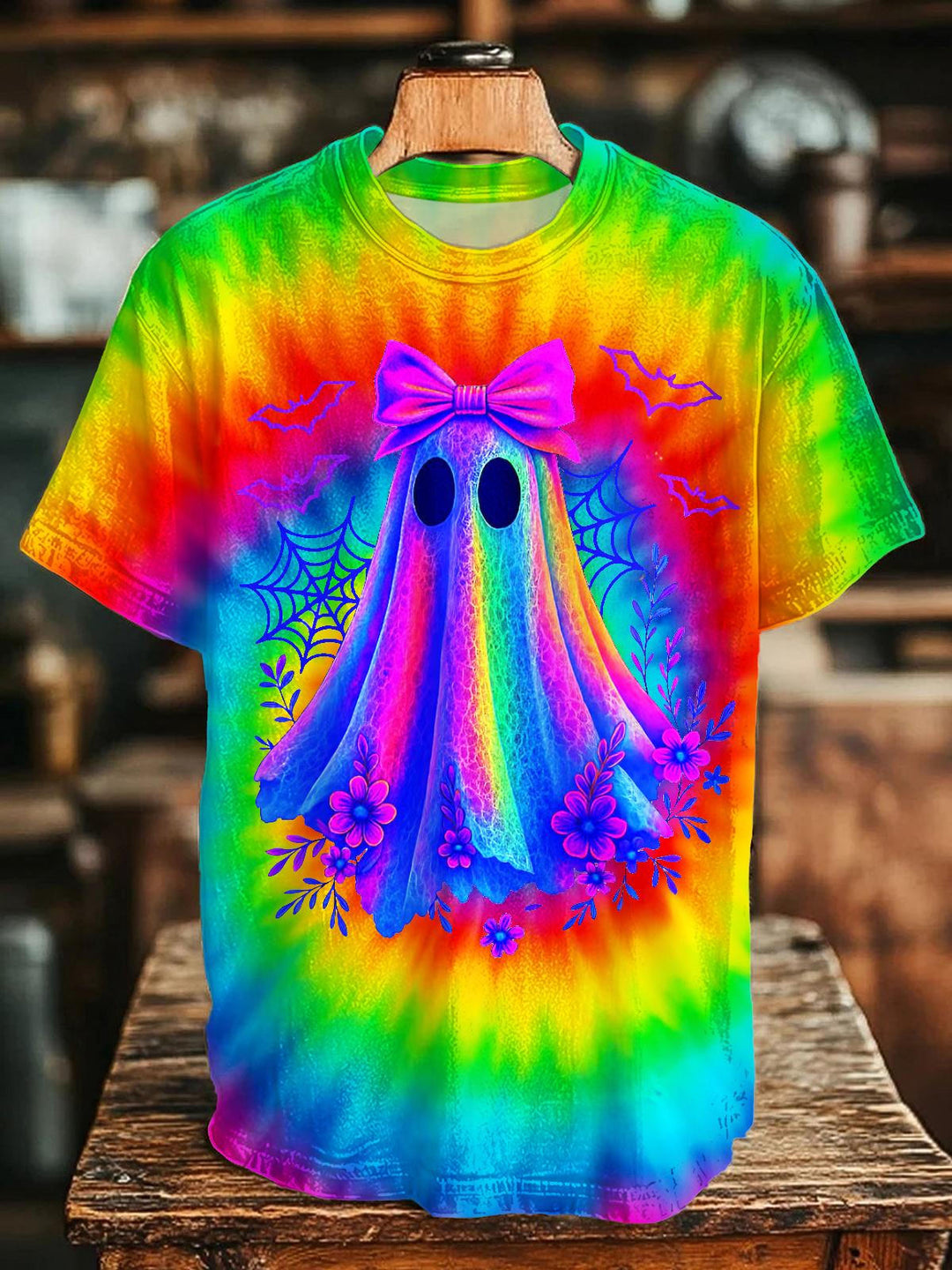Hippie Halloween Ghost Crew Neck T-shirt