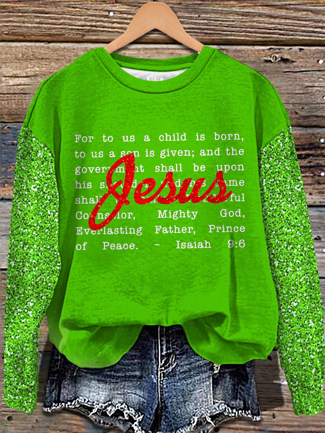 Christmas Jesus Printed Long Sleeve Casual Top