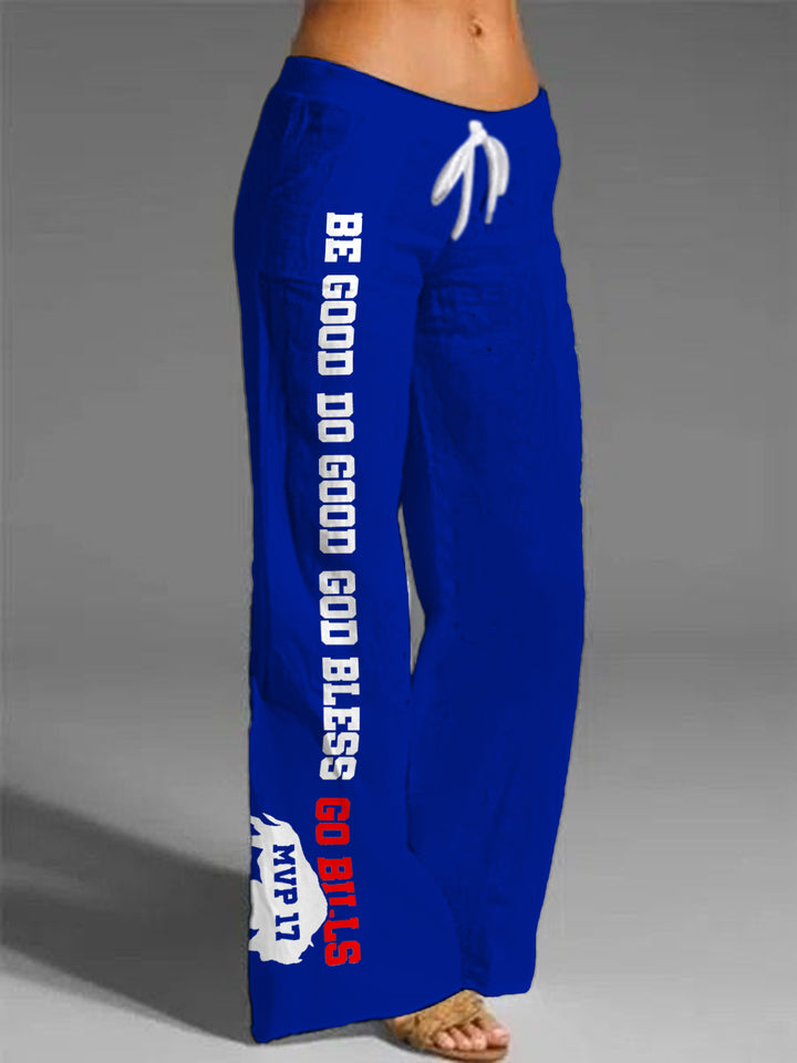Women's Be Good Do Good God Bless Go Bills Printed Casual Pants