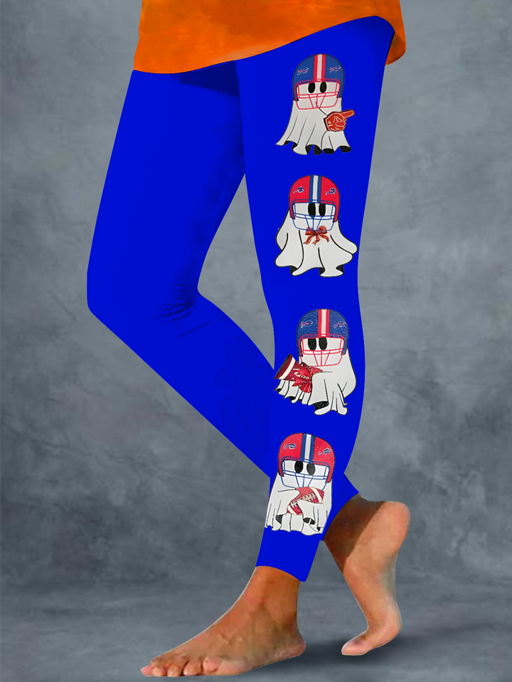 Halloween Ghost Buffalo Football Print Leggings