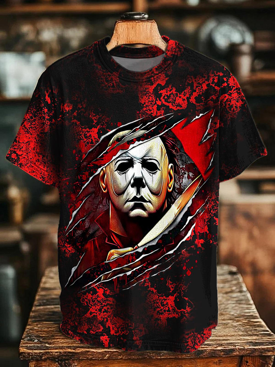 Halloween Horror Print Crew Neck T-shirt