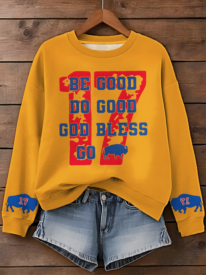 Vintage Buffalo Football Printed Long Sleeve Casual Top