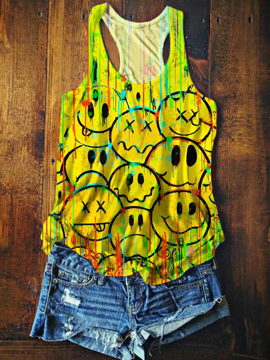 Hippie More Weird Expression Printed Casual Tank Top