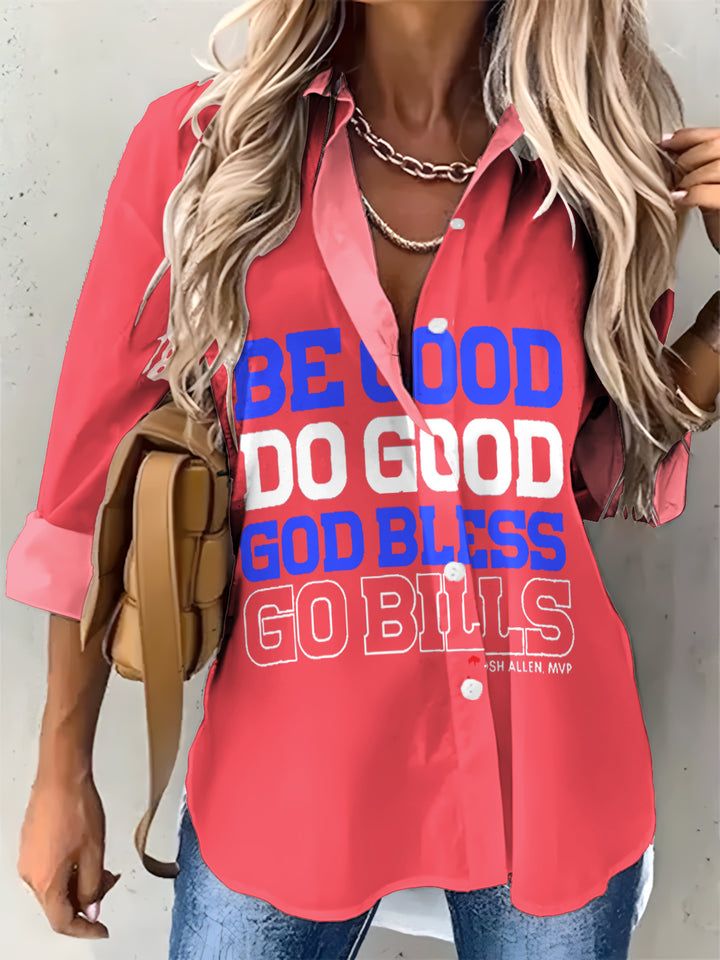 Women's God Bless and Go Bills Printed Casual Shirt