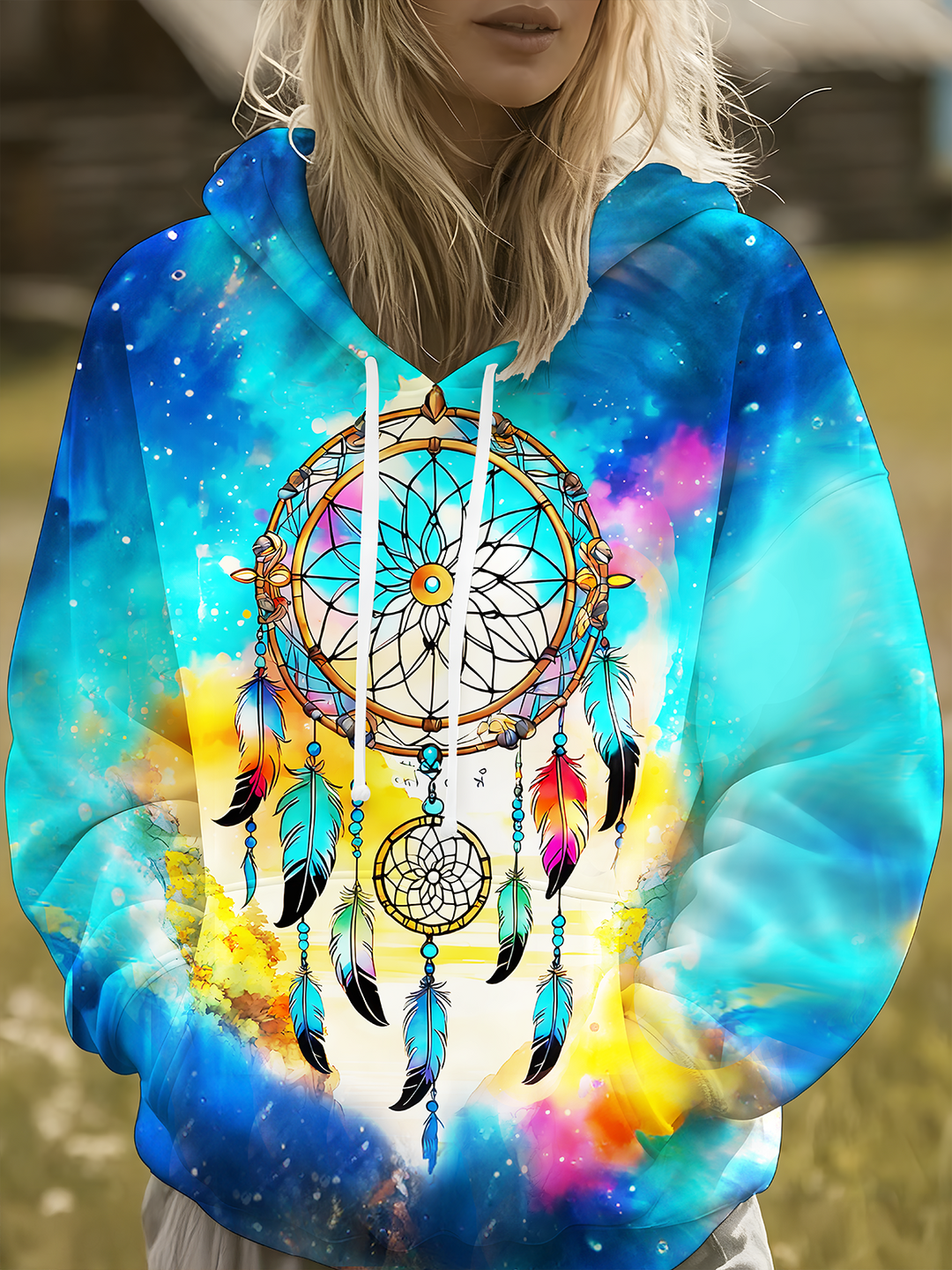 Dreamcatcher Classic Loose Fit Hooded Sweatshirt With Pockets