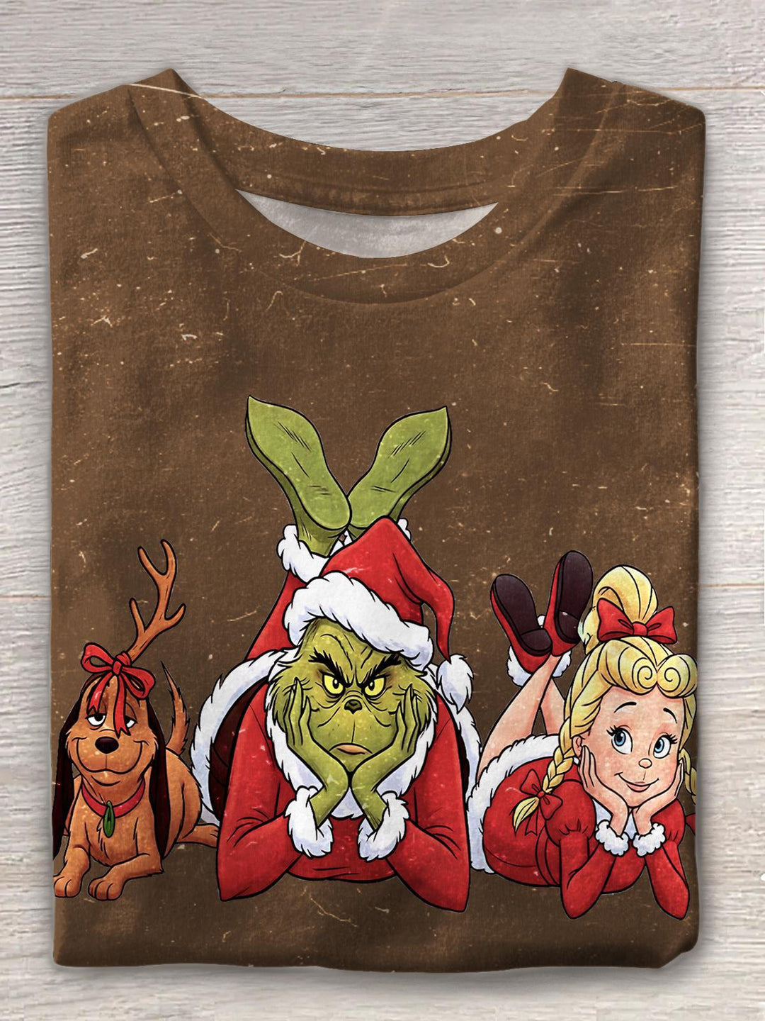Christmas Grinch Printed Crew Neck T-shirt