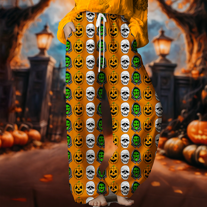 Women's Halloween Season Of The Witch Drawstring Wide-Leg Pants