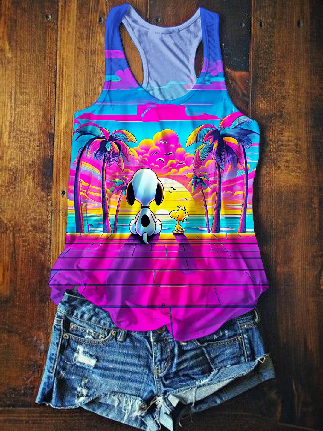 Holiday Snoopy Printed Casual Tank Top