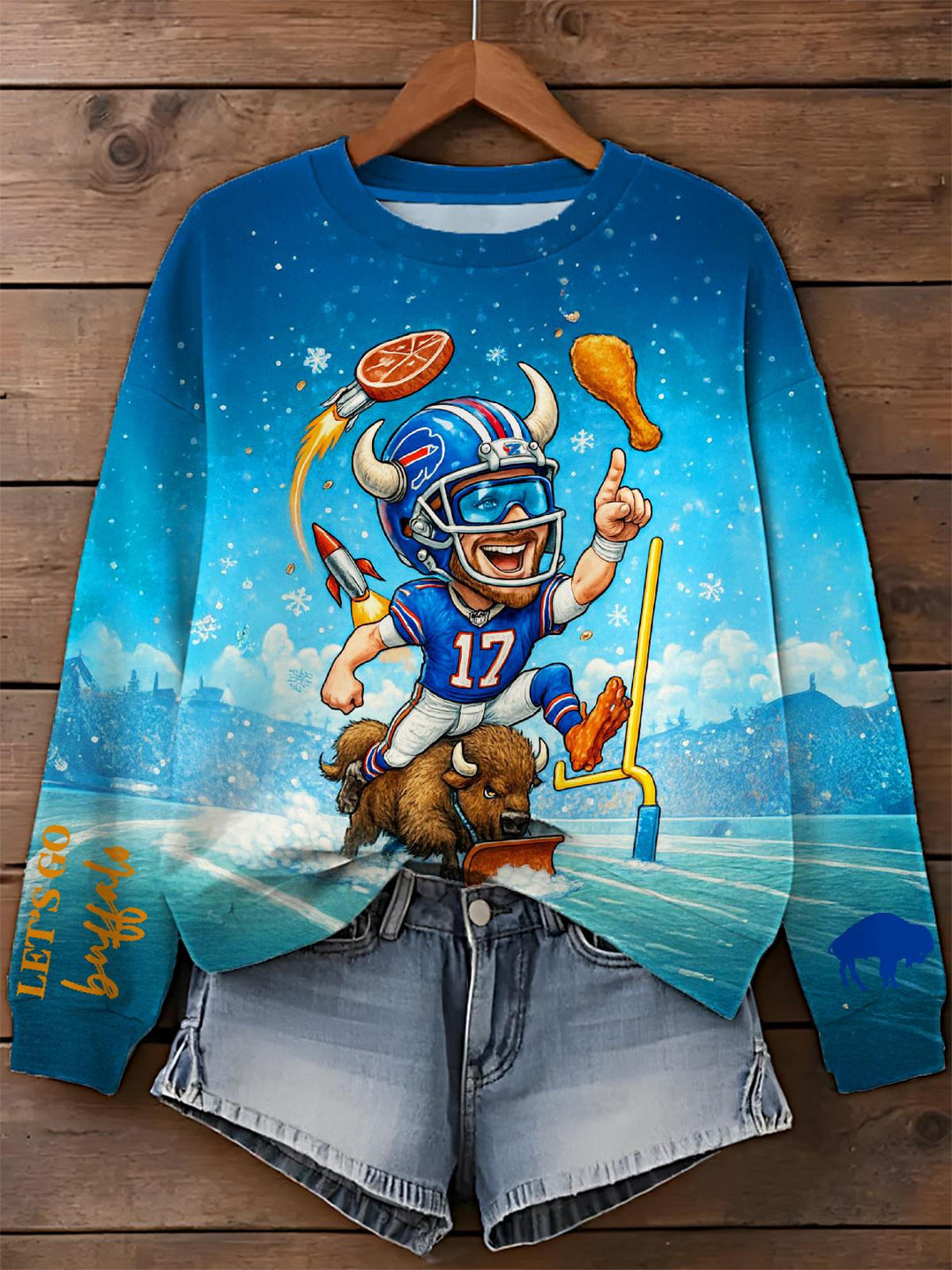 Buffalo Bills Football Printed Long Sleeve Casual Top