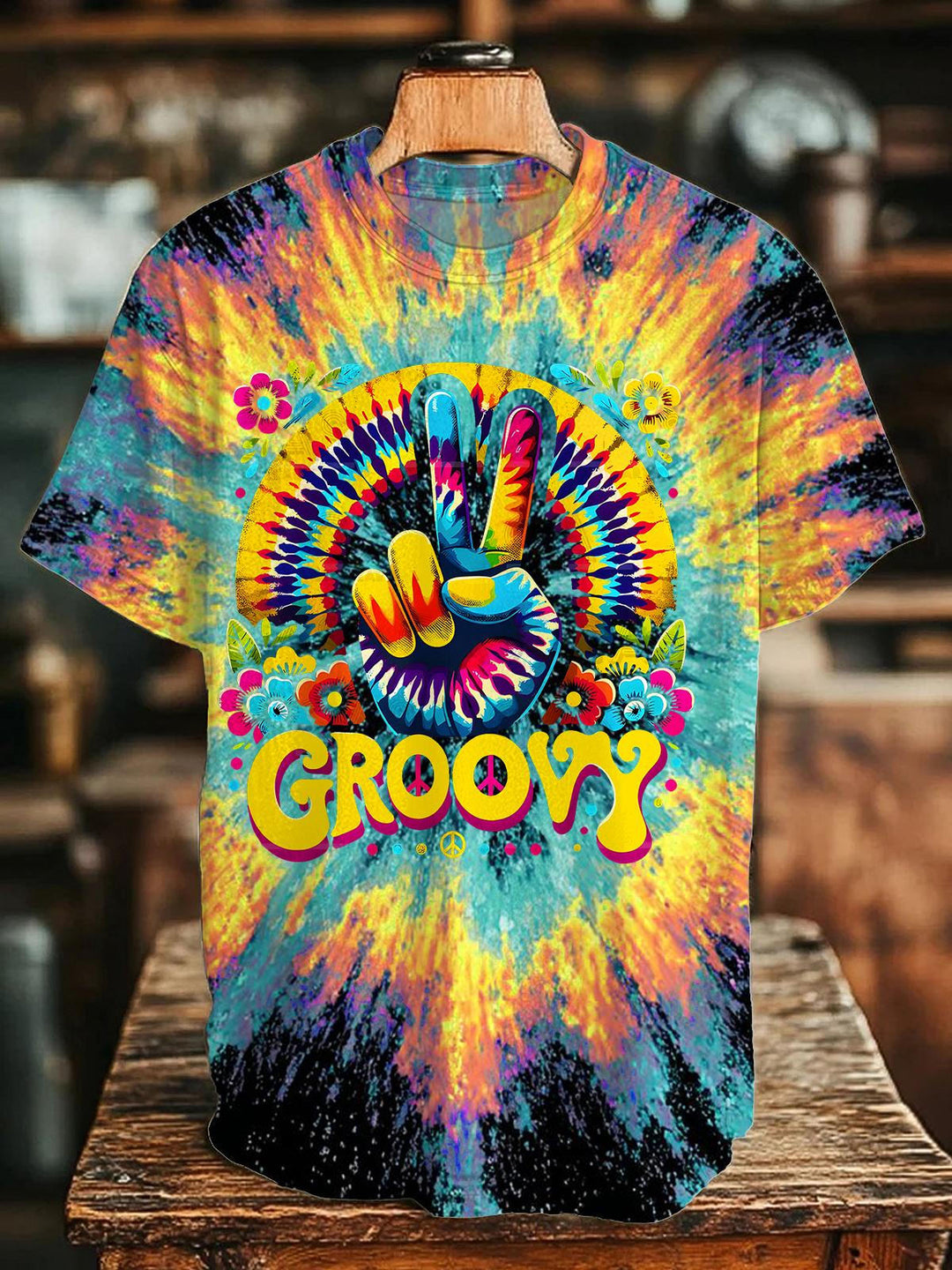 Hippie Colorful Tie Dyeing Crew Neck T-shirt