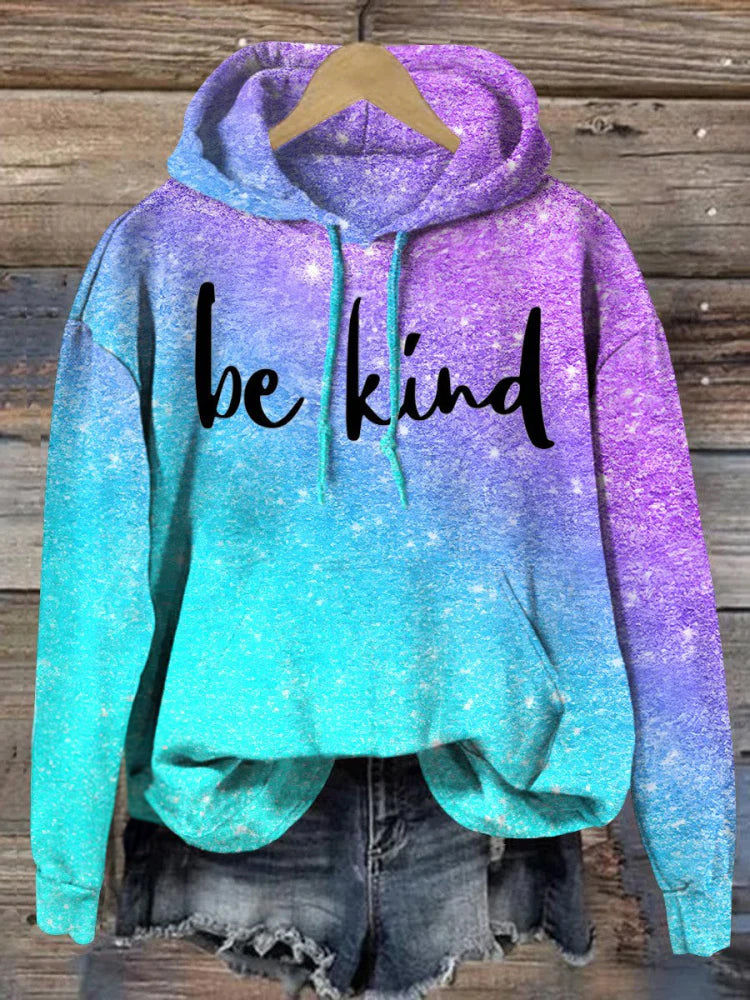 Autism Awareness Be KInd Long Sleeve Printed Hoodie