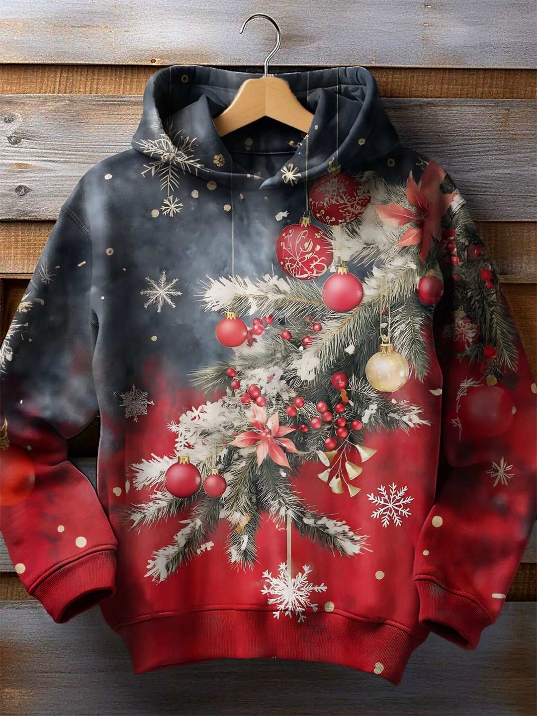 Merry Christmas Long Sleeve Printed Hoodie