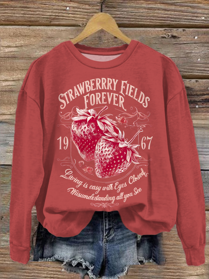 Strawberrry Fields Forever The Beatles Printed Long Sleeve Casual Top