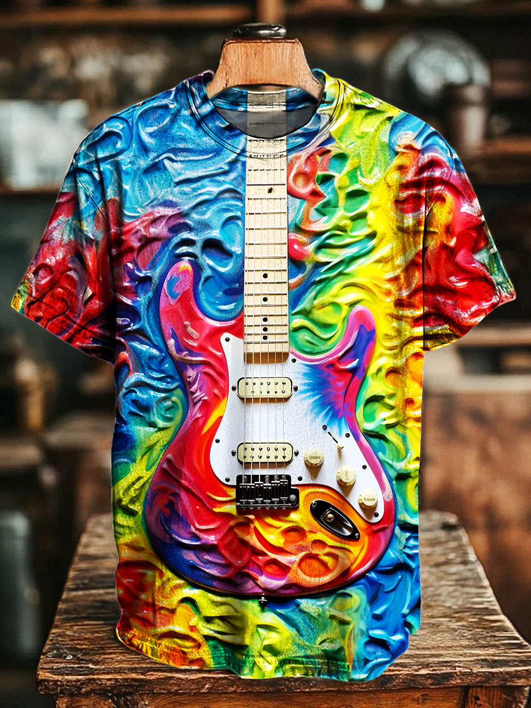 Tie-Dye Hippie Music Crew Neck T-shirt