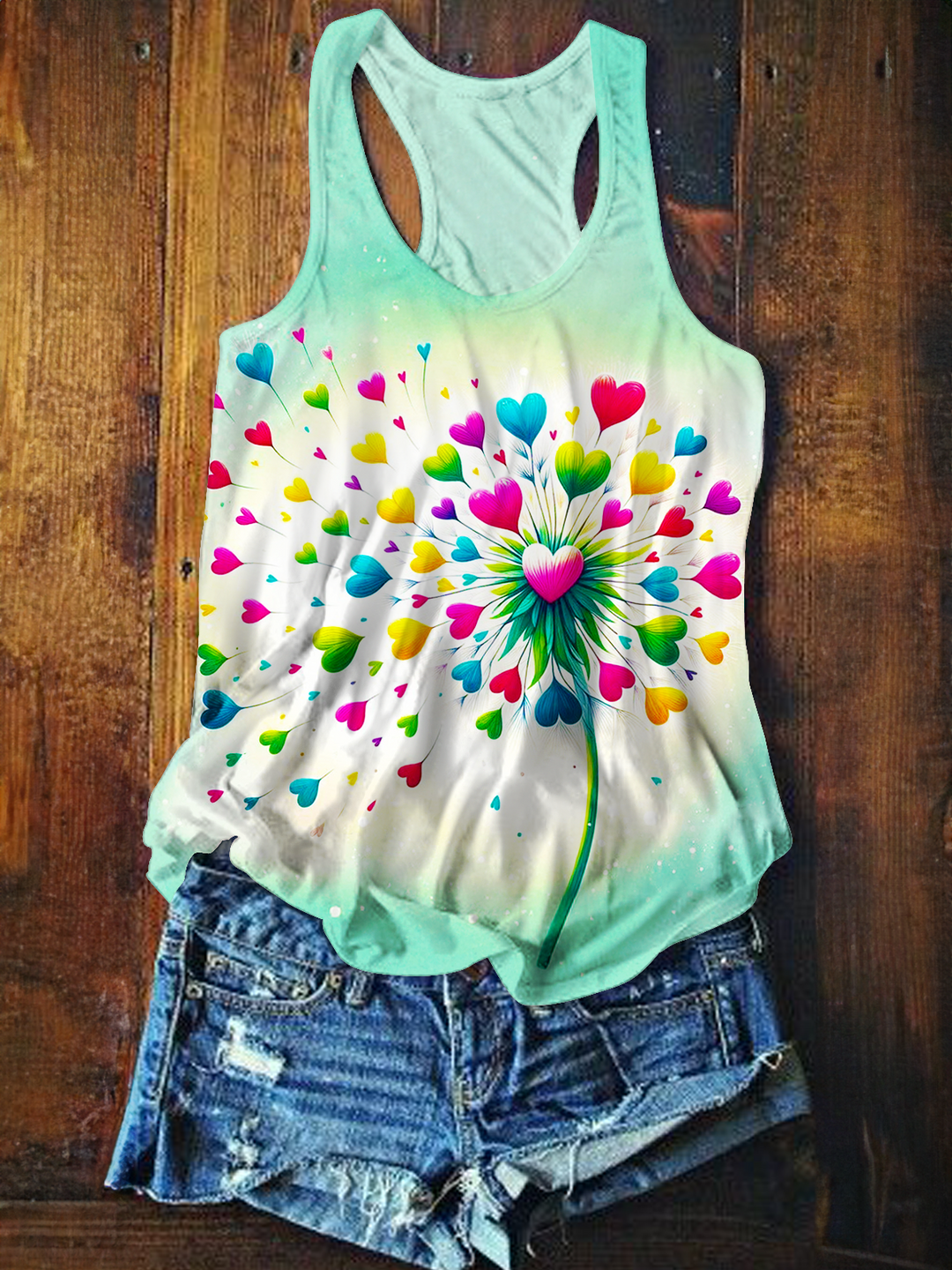 Whisper of Wisdom Dandelion Love Printed Casual Tank Top