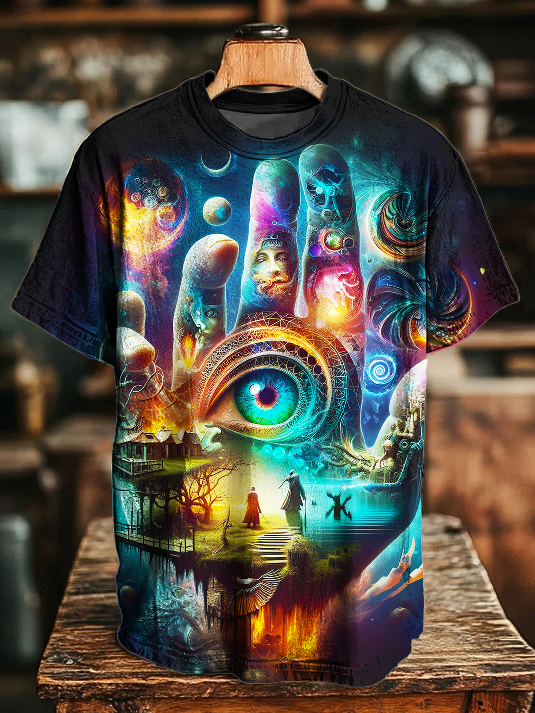 Hippie Psychedelic World Crew Neck T-shirt