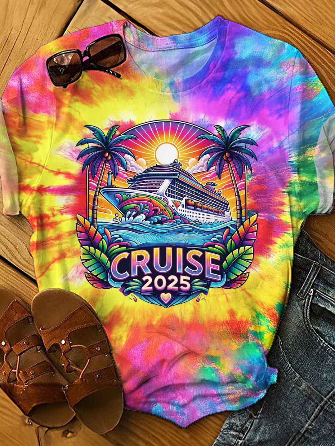 Cruise 2025 Fashionable Travel Crew Neck T-shirt
