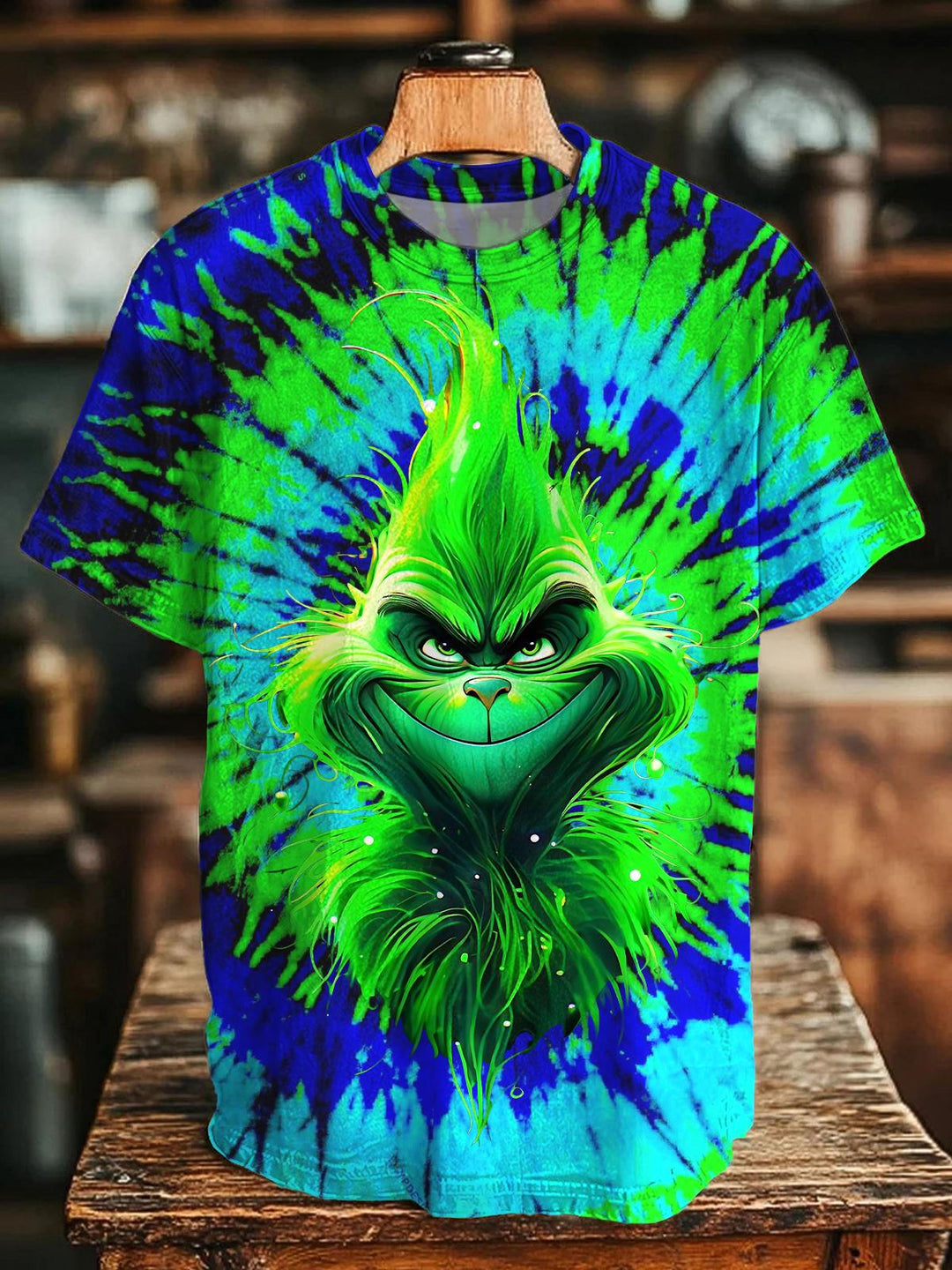 Halloween Grinch Print Crew Neck T-shirt