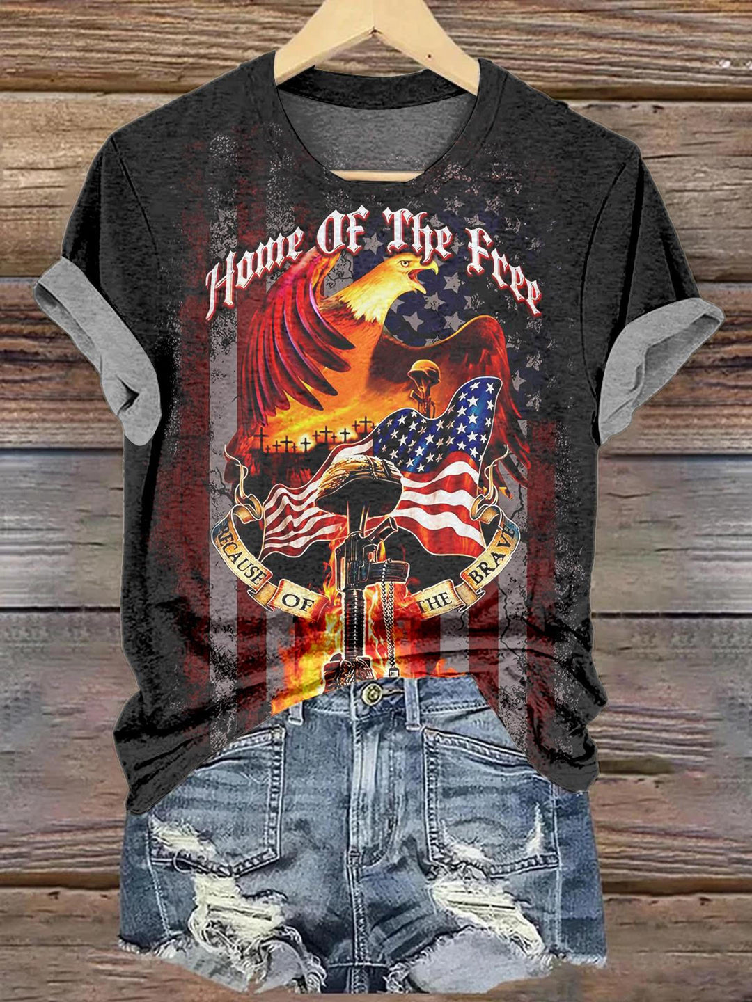 Independence Day Home Of THe Free Crew Neck T-shirt