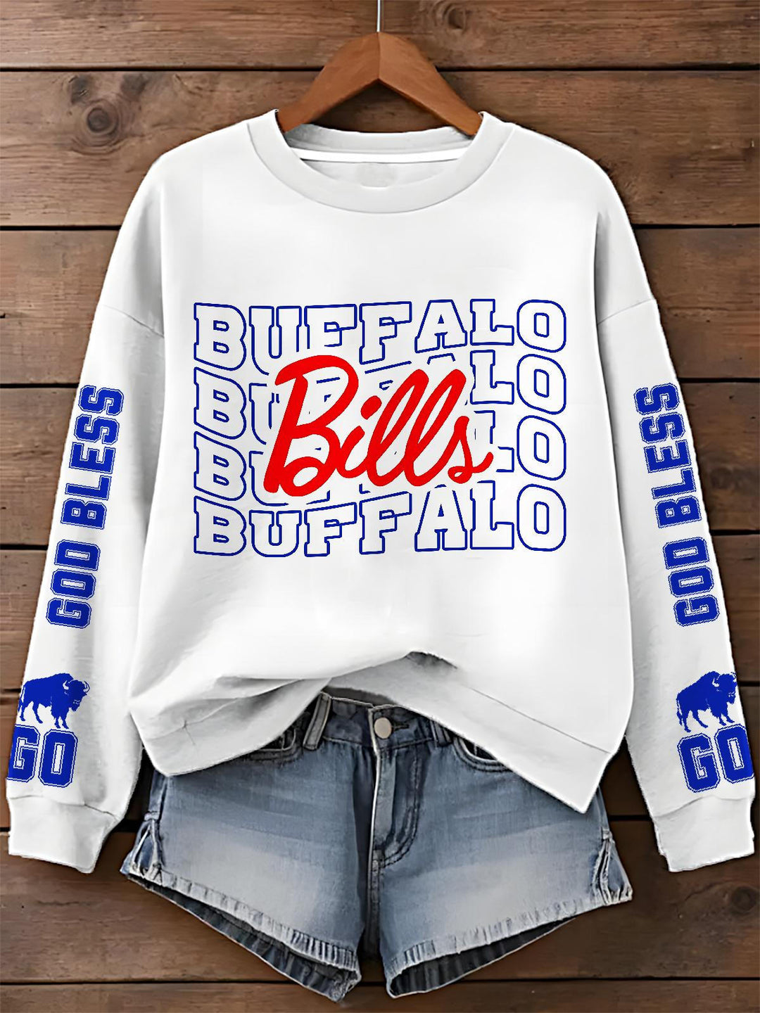 Buffalo Bills Printed Long Sleeve Casual Top