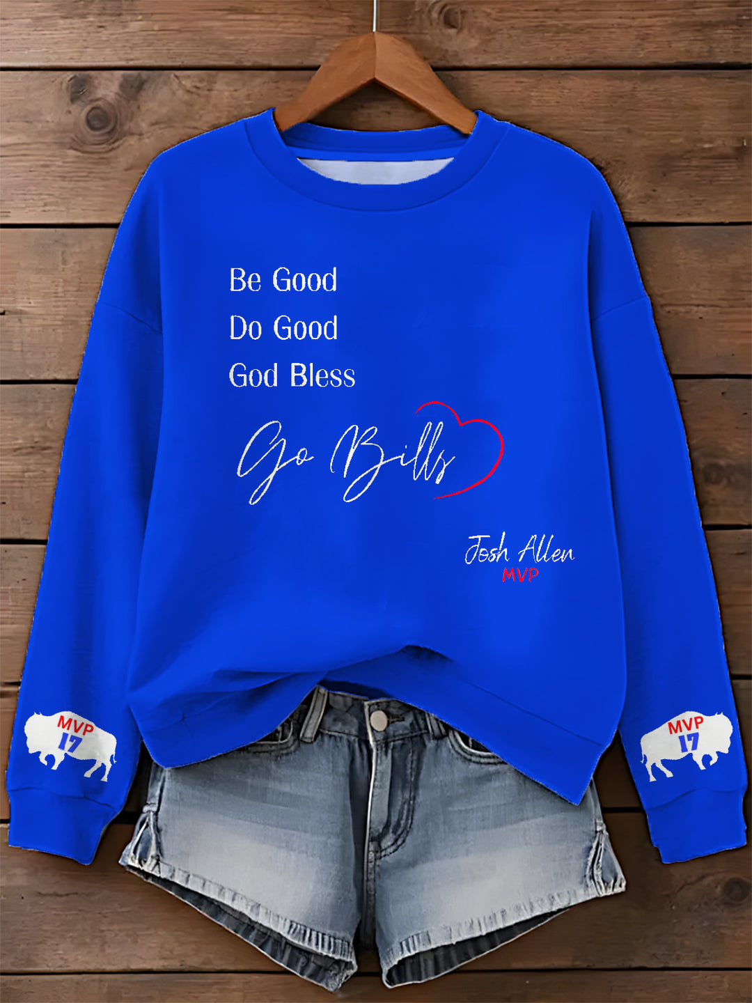 Josh Allen MVP17 Bills Football Printed Long Sleeve Casual Top