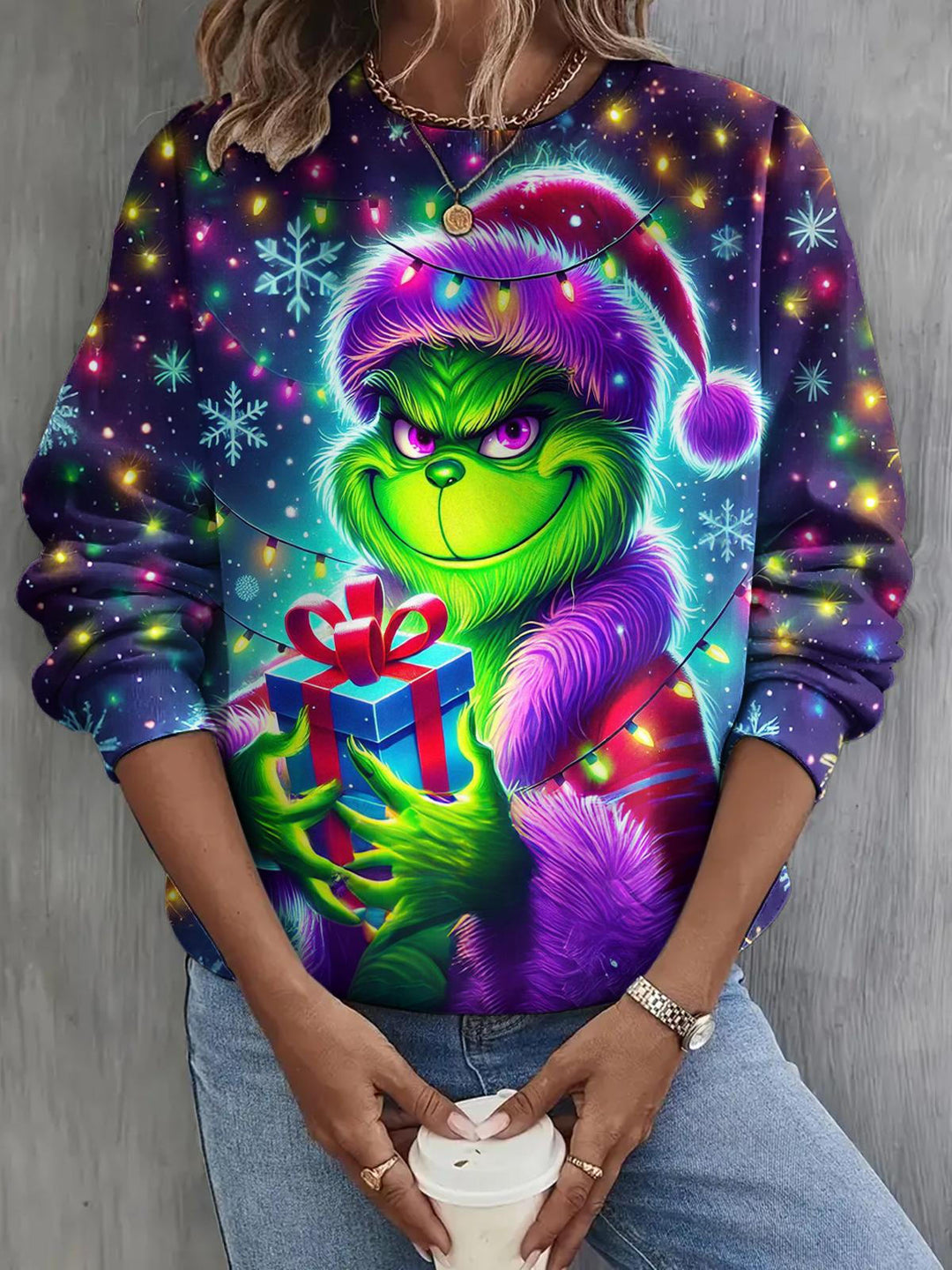 Christmas Grinch Long Sleeve Casual Top