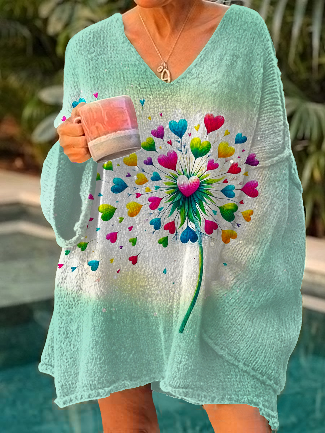 Glitter Dandelion Love Casual Pullover Sweater