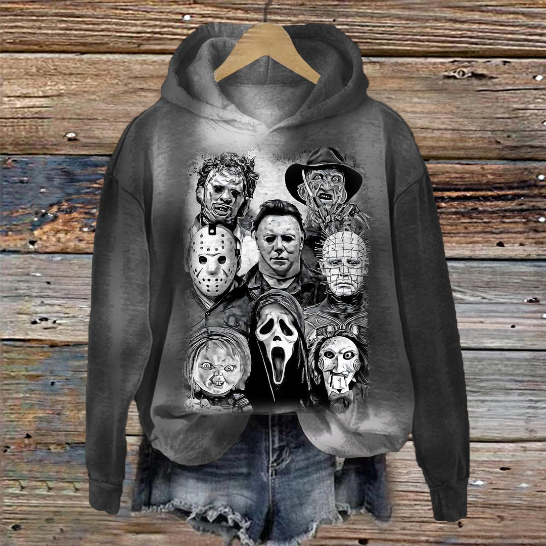 Halloween Horror Character Long Sleeve Printed Hoodie