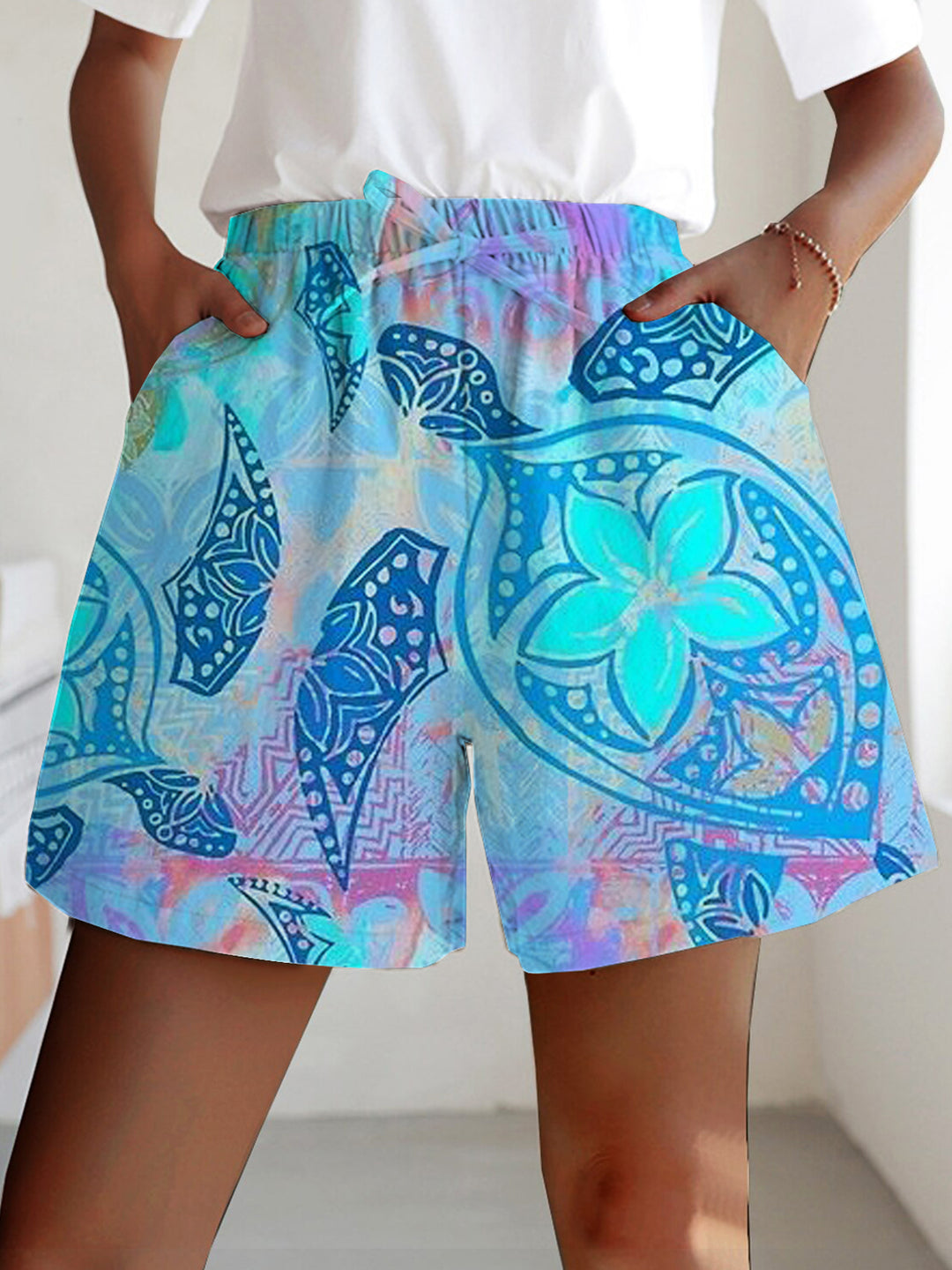 Vacation Turtle Print Casual Shorts