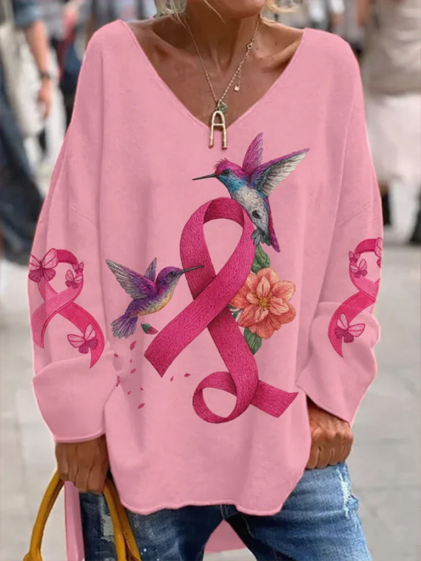 Breast Cancer Awareness Casual Pullover Sweater