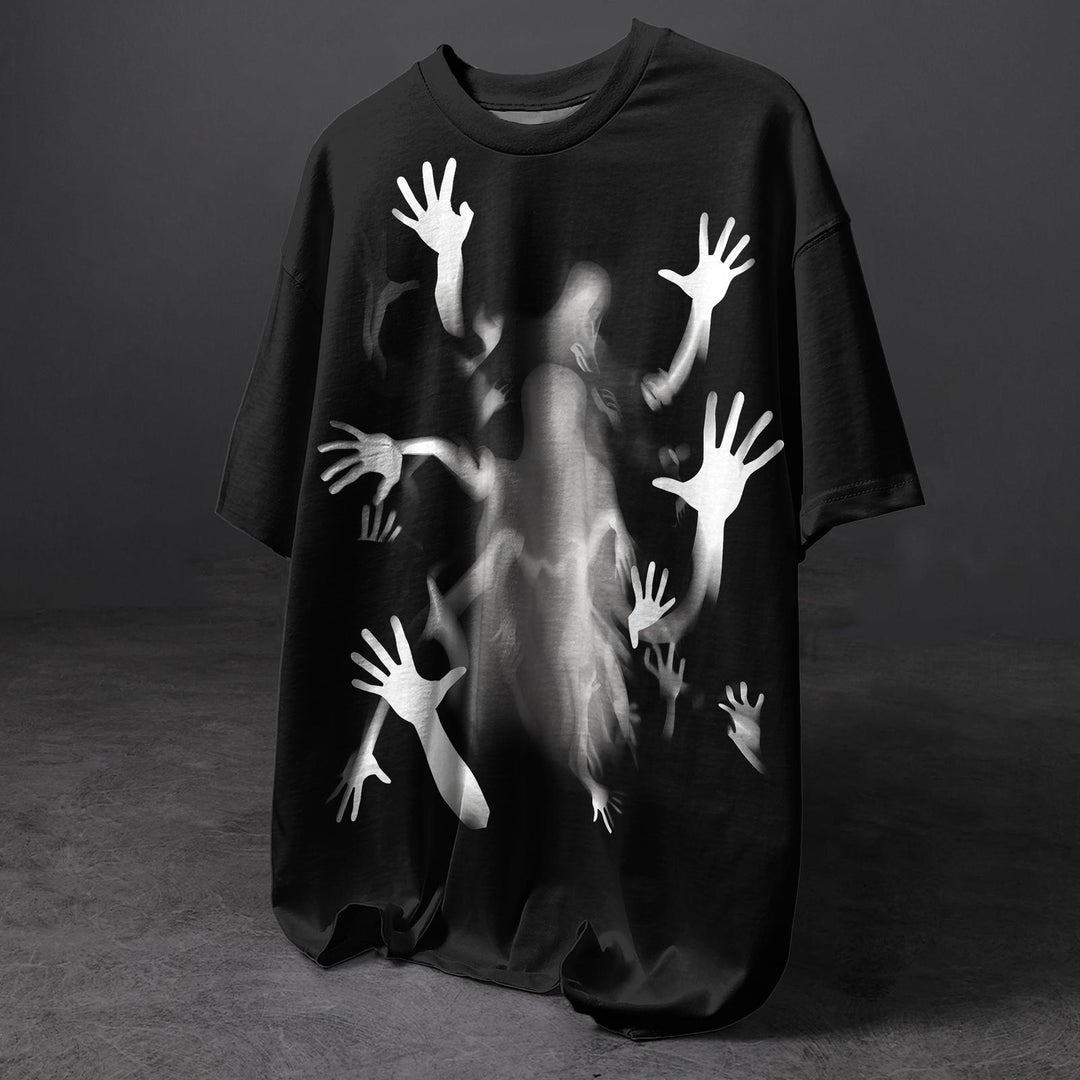 Halloween Gothic Print Crew Neck T-shirt