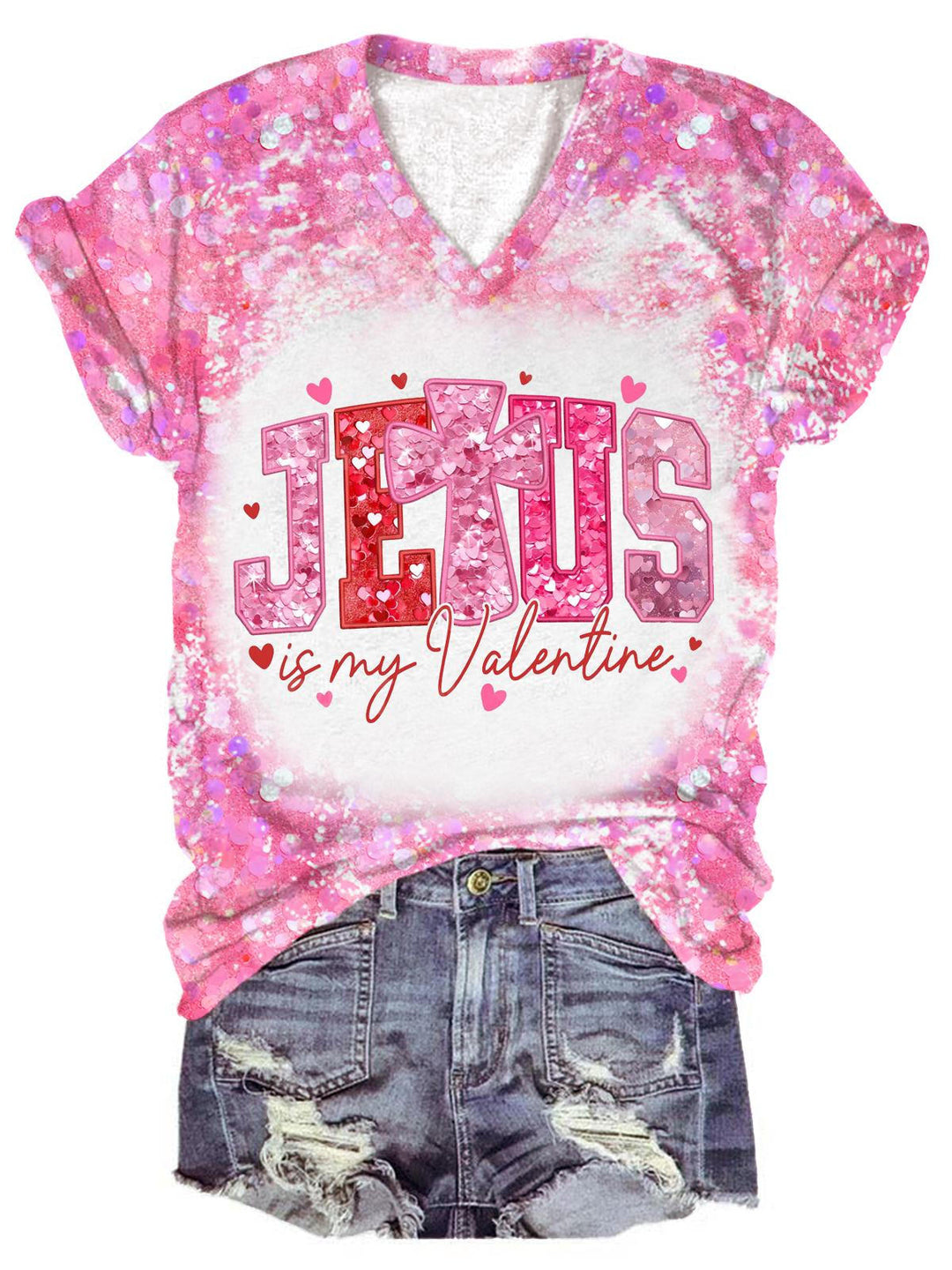 Women's Jesus Is My Valentine V-Neck T-Shirt